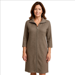 Calvin Klein Gold Metallic Zip Front Sweater Dress Small